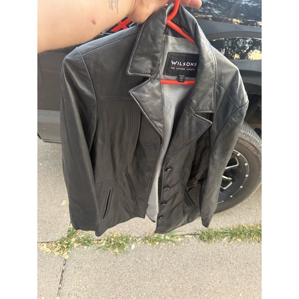 Wilsons‎ Leather Women's Black Leather Blazer Jacket Button Front XL Classic